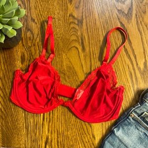 Calvin Klein - red silk and lace bra